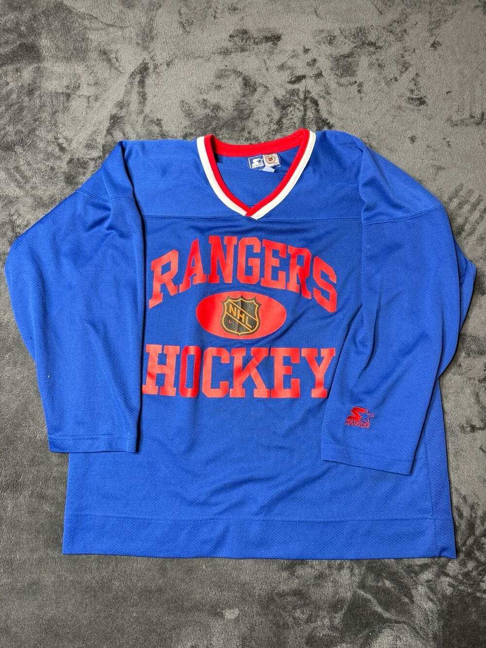 Starter New York Rangers NHL Hockey Long Sleeve Jersey Size L Blue